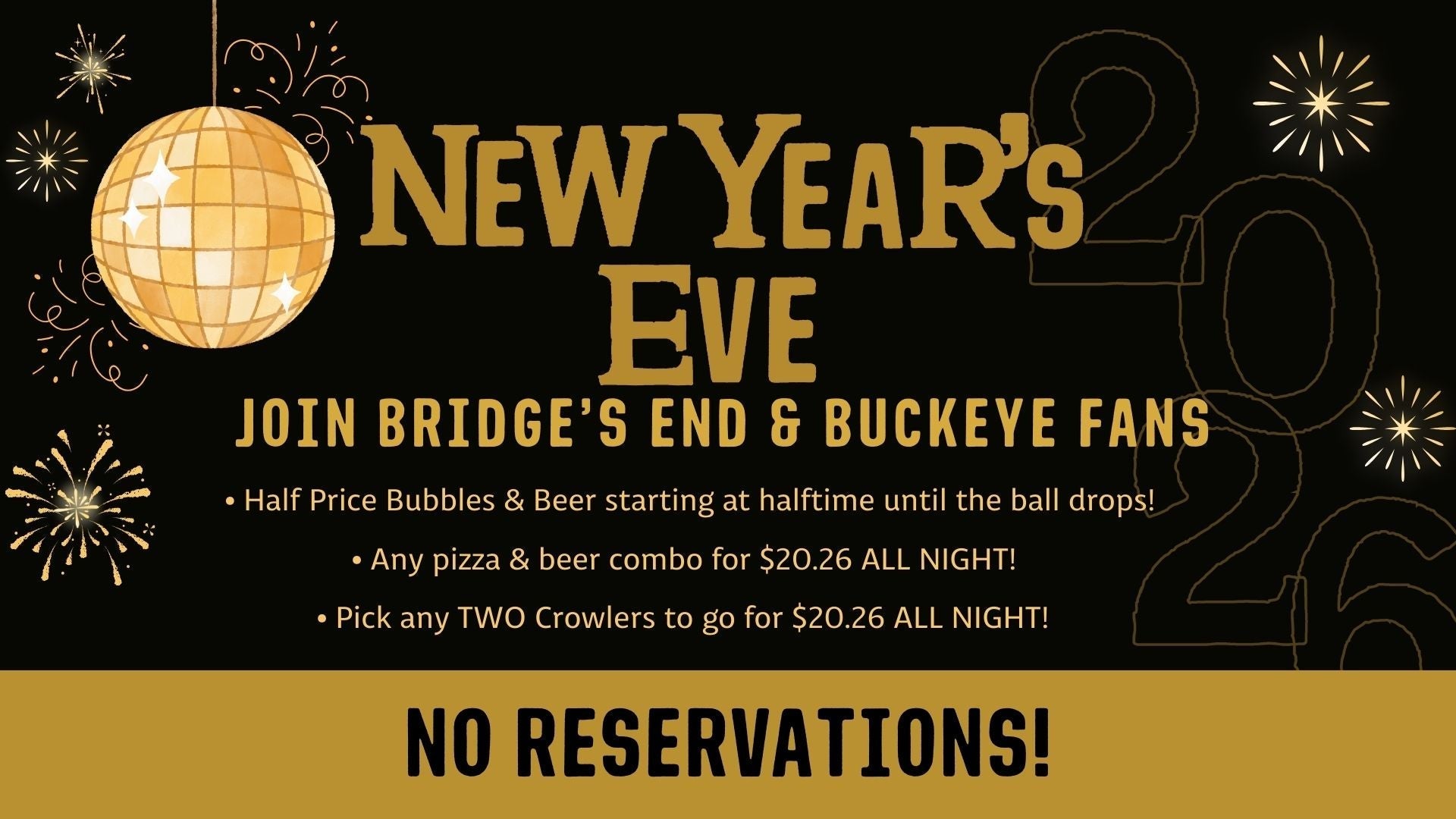 12/31: NO RESERVATIONS NYE
